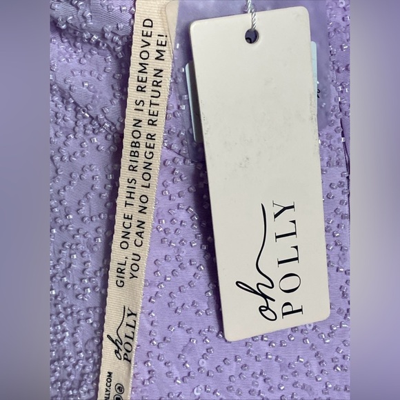 Oh Polly Venice Embellished Plunge Halter Neck Midaxi Dress in Lilac Size 10 - Picture 12 of 16